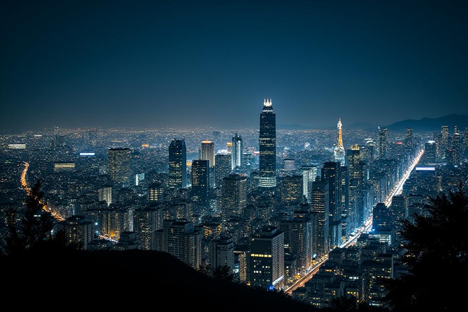 松スイートの専用テラスから望む街の夜景