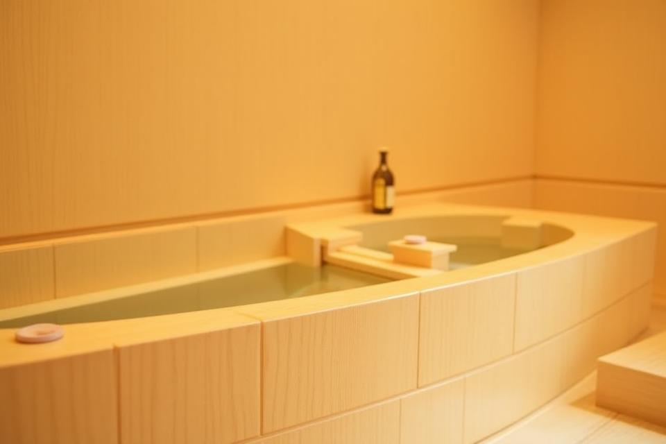 松スイートの檜風呂